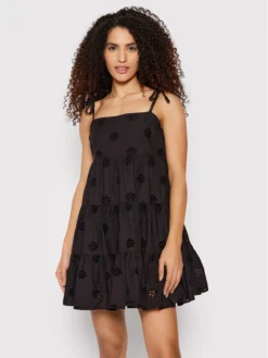 Seafolly Vestito Estivo Embroidery Tier 54657-DR Nero Regular Fit