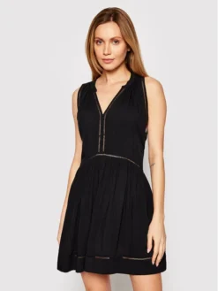 Seafolly Vestito Estivo Ladder Detail 52931-DR Nero Relaxed Fit