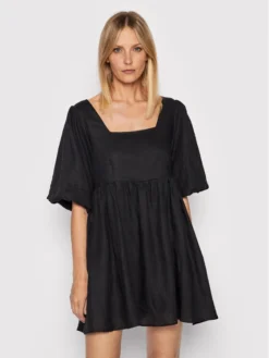 Seafolly Vestito Estivo Shoreline Cover Up 54736-CU Nero Relaxed Fit