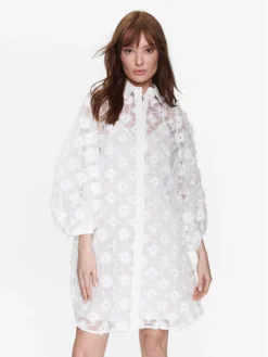 Silvian Heach Vestito Chemisier GPP23484VE Bianco Relaxed Fit