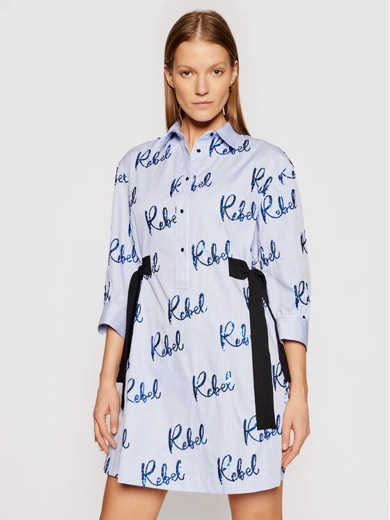 Silvian Heach Vestito Chemisier PGP21315VE Blu Relaxed Fit 1 Silvian Heach Vestito Chemisier PGP21315VE Blu Relaxed Fit