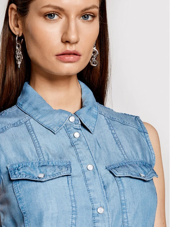 Silvian Heach Vestito Chemisier Timurray PGP21771VE Blu Regular Fit 4 Silvian Heach Vestito Chemisier Timurray PGP21771VE Blu Regular Fit - immagine 4