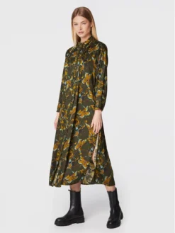 Sisley Vestito Chemisier 4RUNLV01W Verde Regular Fit