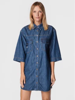 Sisley Vestito Di Jeans 4FU6LV023 Blu Regular Fit