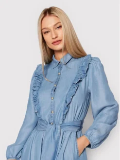 United Colors Of Benetton Vestito Chemisier 4DA7DV009 Blu Regular Fit -Offerta economica Guess || Calvin Klein Jeans || Vero Moda united colors of benetton vestito chemisier 4da7dv009 blu regular fit 3