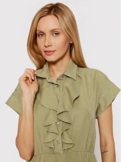 United Colors Of Benetton Vestito Chemisier 4LCRDV008 Verde Regular Fit -Offerta economica Guess || Calvin Klein Jeans || Vero Moda united colors of benetton vestito chemisier 4lcrdv008 verde regular fit 3