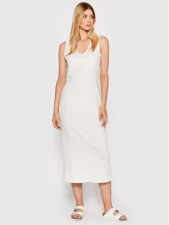 United Colors Of Benetton Vestito Estivo 3UDWDV006 Bianco Regular Fit