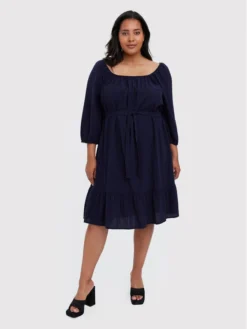 Vero Moda Curve Vestito Da Giorno Giana 10266024 Blu Scuro Regular Fit