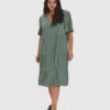 Vero Moda Curve Vestito Da Giorno Lailah 10266752 Verde Regular Fit