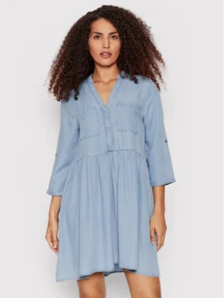 Vero Moda Vestito Di Jeans Libbie 10240108 Blu Relaxed Fit