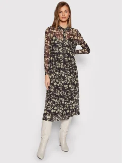 Vila Vestito Chemisier Maty 14071832 Nero Regular Fit