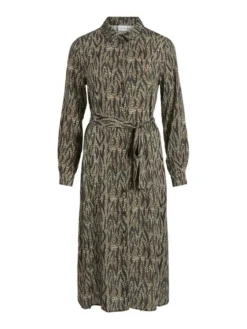 Vila Vestito Chemisier Mina 14083581 Verde Regular Fit