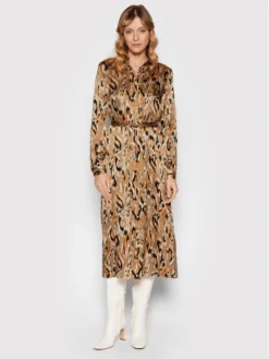 Vila Vestito Chemisier Mocala 14073122 Marrone Regular Fit