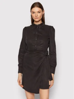 Vila Vestito Chemisier Sorama 14068576 Nero Regular Fit