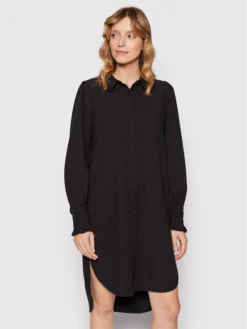 Vila Vestito Chemisier Tania 14069354 Nero Regular Fit