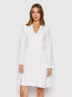 Vila Vestito Da Giorno Kawa 14070250 Bianco Regular Fit