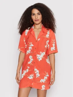 Volcom Vestito Chemisier Retro Resort B0412204 Rosso Oversize