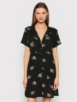 Volcom Vestito Chemisier Stormy Tropix B1312204 Nero Loose Fit