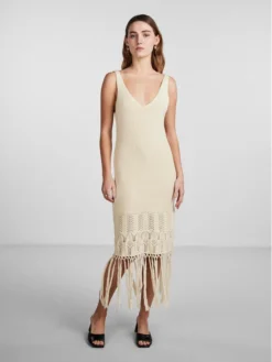 YAS Vestito Di Maglia 26030324 Beige Regular Fit